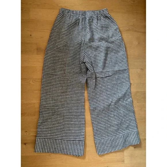 Reformation Gingham Wide Leg Pants Elastic Waist Trousers Pants Fernando Linen - Picture 7 of 9